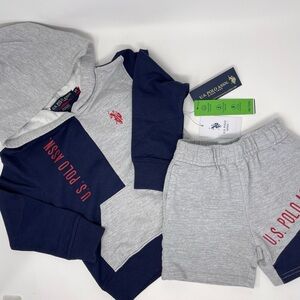 U.S. Polo Assn. Navy, Light Gray & Red Toddler Hoodie